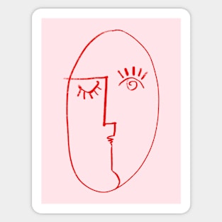 Minimal Winking Portrait Sticker